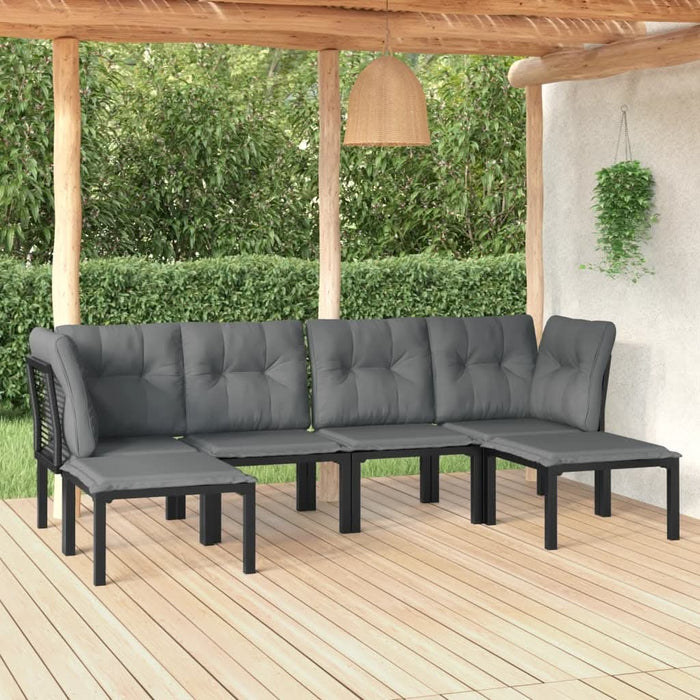 Set mobilier de grădină, 6 piese, negru și gri, poliratan - WALTI WALTI