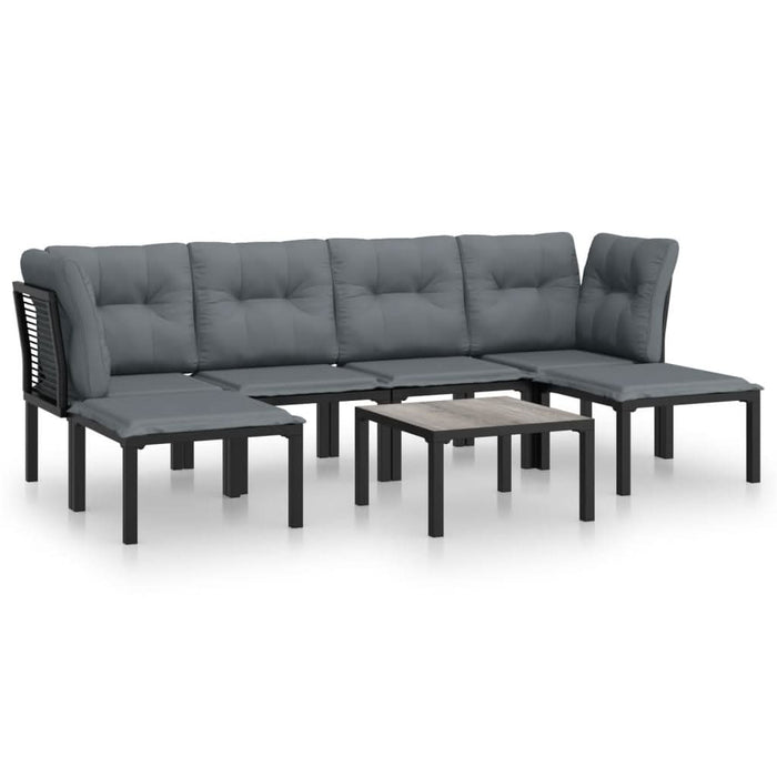 Set mobilier de grădină, 7 piese, negru și gri, poliratan - WALTI WALTI