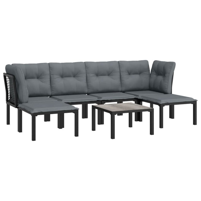 Set mobilier de grădină, 7 piese, negru și gri, poliratan - WALTI WALTI