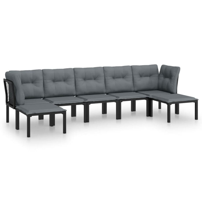 Set mobilier de grădină, 7 piese, negru și gri, poliratan - WALTI WALTI