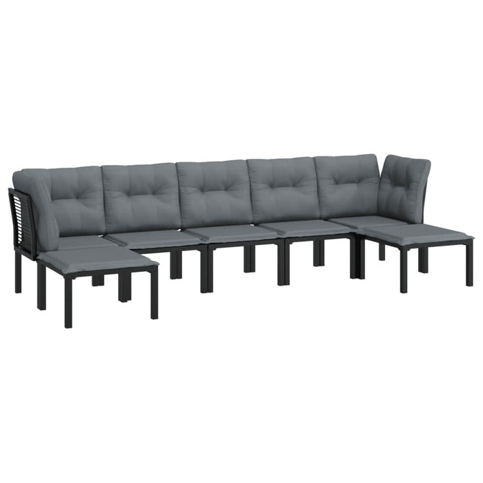Set mobilier de grădină, 7 piese, negru și gri, poliratan - WALTI WALTI