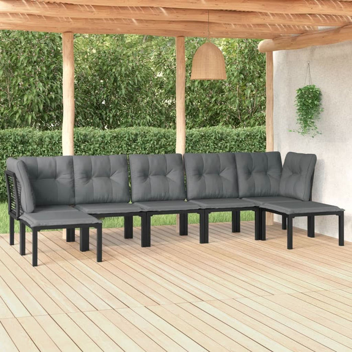 Set mobilier de grădină, 7 piese, negru și gri, poliratan - WALTI WALTI