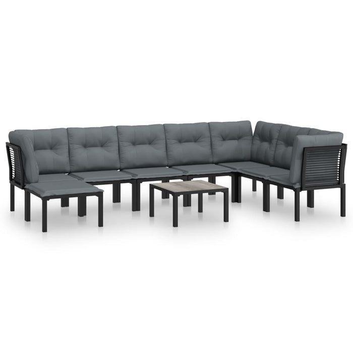 Set mobilier de grădină, 9 piese, negru și gri, poliratan - WALTI WALTI