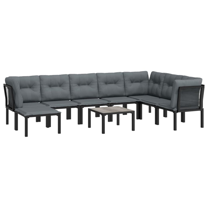 Set mobilier de grădină, 9 piese, negru și gri, poliratan - WALTI WALTI