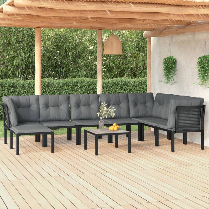 Set mobilier de grădină, 9 piese, negru și gri, poliratan - WALTI WALTI