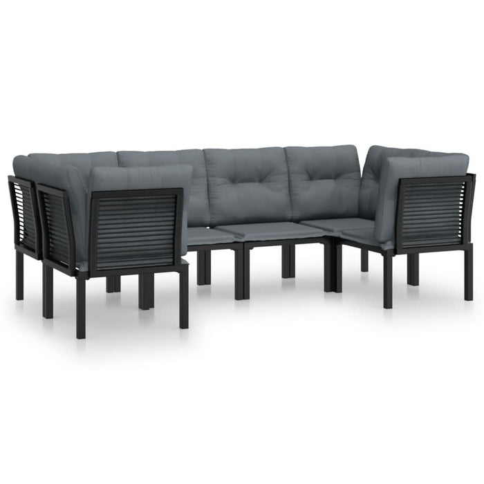 Set mobilier de grădină, 6 piese, negru și gri, poliratan - WALTI WALTI