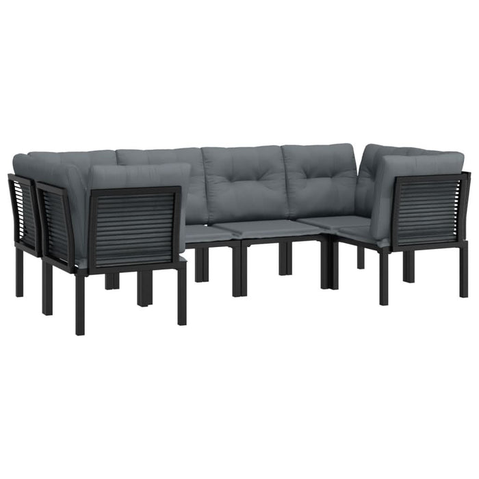 Set mobilier de grădină, 6 piese, negru și gri, poliratan - WALTI WALTI