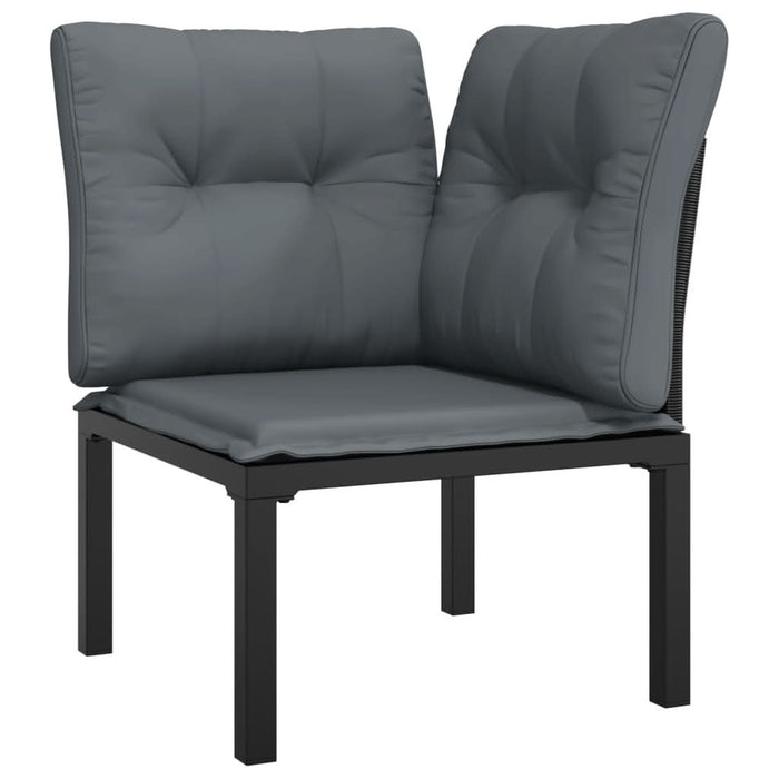 Set mobilier de grădină, 6 piese, negru și gri, poliratan - WALTI WALTI
