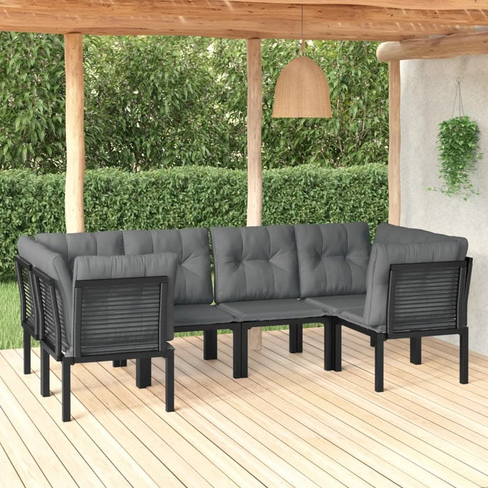 Set mobilier de grădină, 6 piese, negru și gri, poliratan - WALTI WALTI