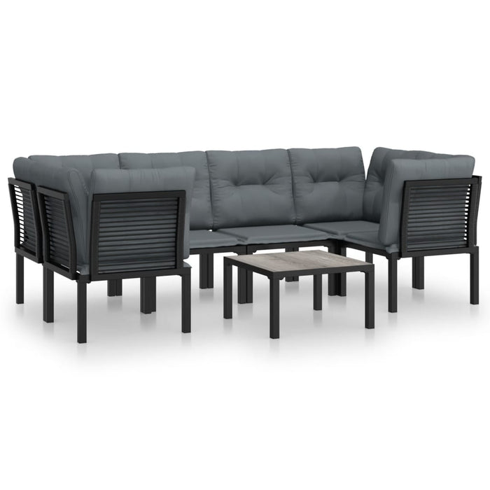 Set mobilier de grădină, 7 piese, negru și gri, poliratan - WALTI WALTI