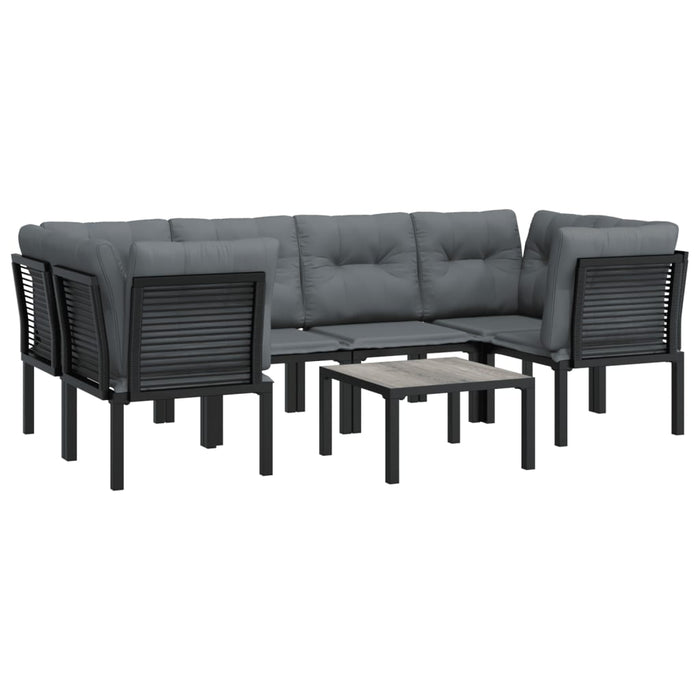 Set mobilier de grădină, 7 piese, negru și gri, poliratan - WALTI WALTI