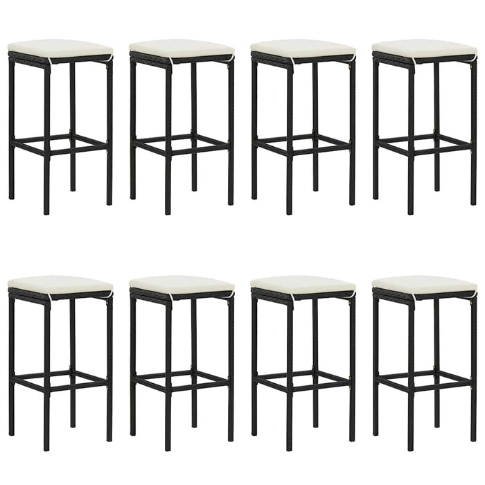 Set mobilier bar de grădină cu perne, 9 piese, negru, poliratan WALTI