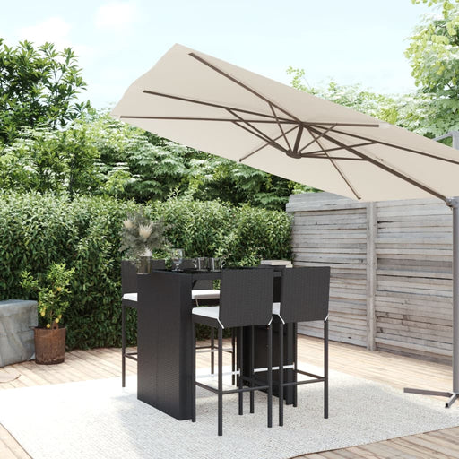 Set mobilier bar de grădină cu perne, 5 piese, negru, poliratan - WALTI WALTI