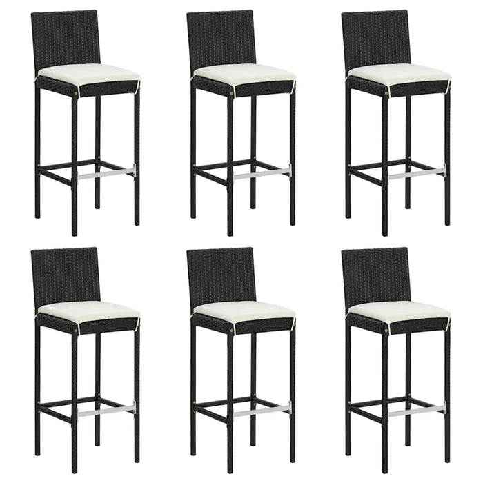 Set bar de grădină, 7 piese, cu perne, negru, poliratan WALTI