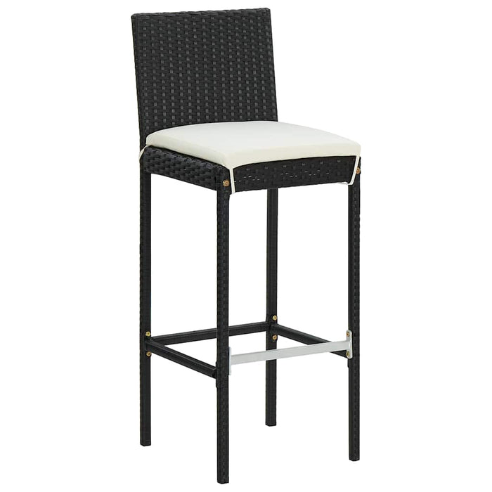 Set bar de grădină, 7 piese, cu perne, negru, poliratan WALTI