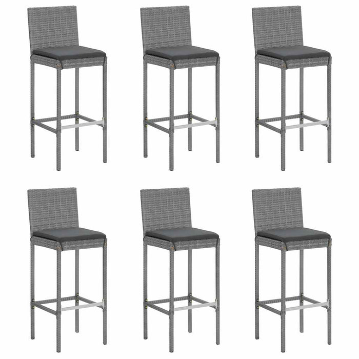 Set mobilier bar de grădină cu perne, 7 piese, gri, poliratan WALTI
