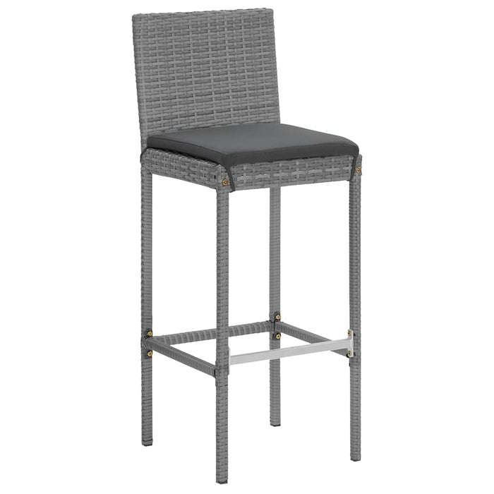 Set mobilier bar de grădină cu perne, 7 piese, gri, poliratan WALTI
