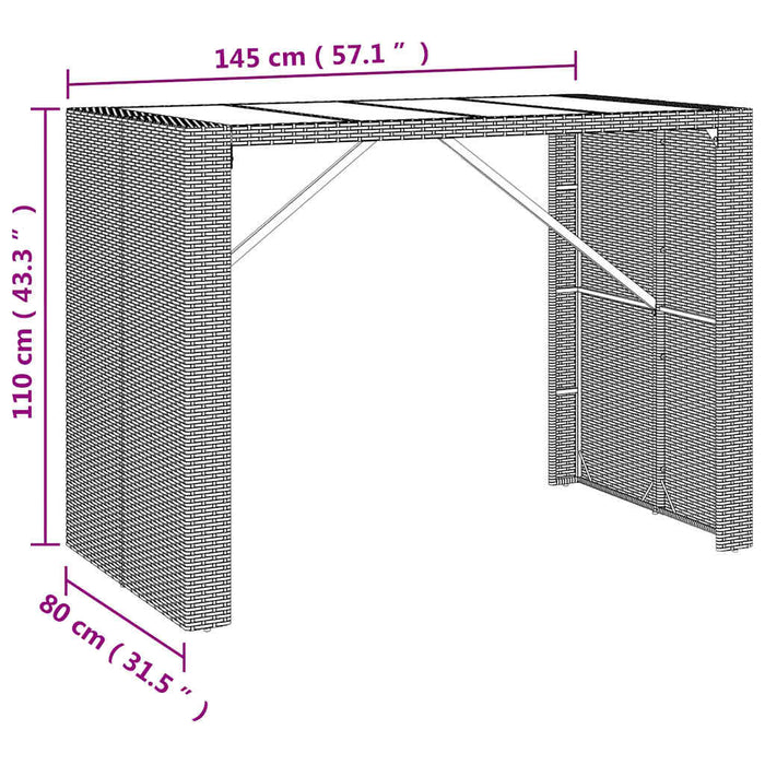 Set mobilier bar de grădină cu perne, 7 piese, gri, poliratan WALTI