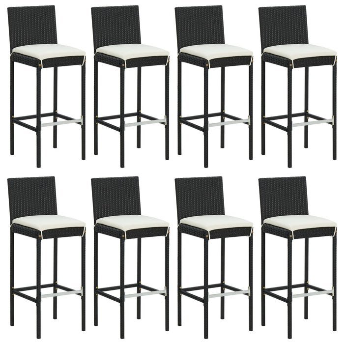 Set mobilier bar de grădină cu perne, 9 piese, negru, poliratan WALTI