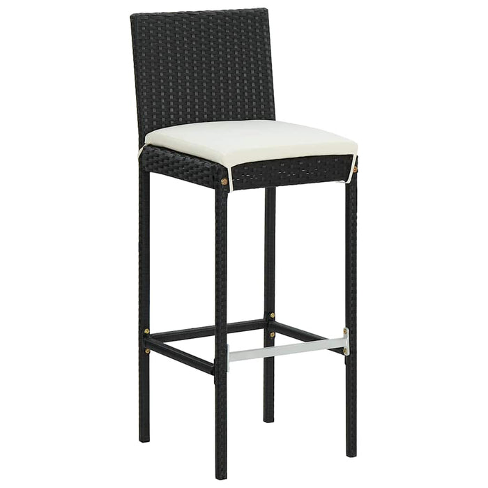 Set mobilier bar de grădină cu perne, 9 piese, negru, poliratan WALTI