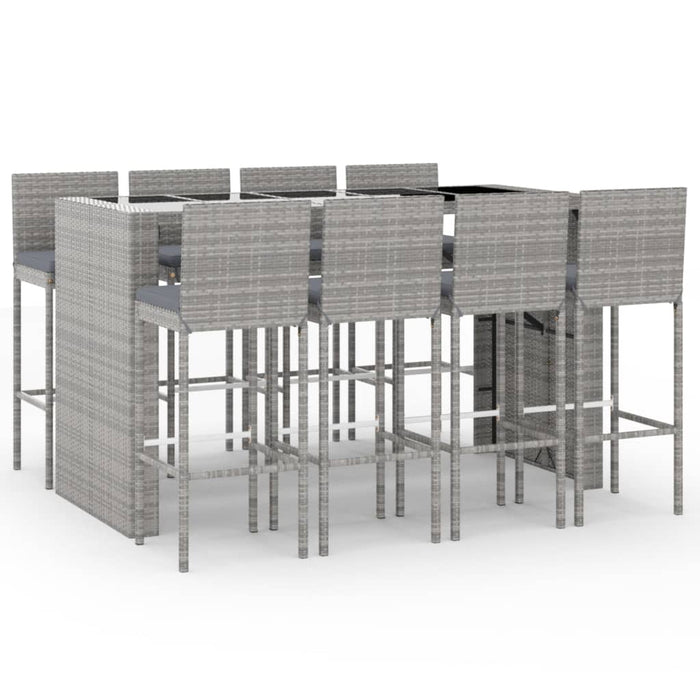 Set mobilier bar de grădină, cu perne, 9 piese, gri, poliratan - WALTI WALTI