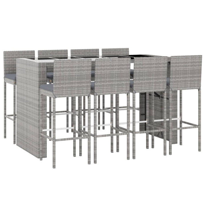 Set mobilier bar de grădină, cu perne, 9 piese, gri, poliratan - WALTI WALTI