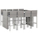 Set mobilier bar de grădină, cu perne, 9 piese, gri, poliratan - WALTI WALTI
