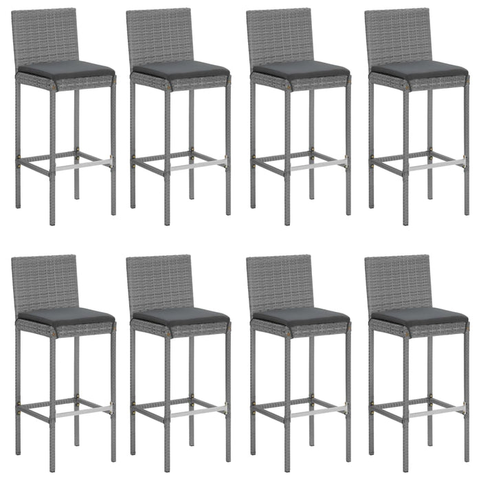Set mobilier bar de grădină, cu perne, 9 piese, gri, poliratan - WALTI WALTI