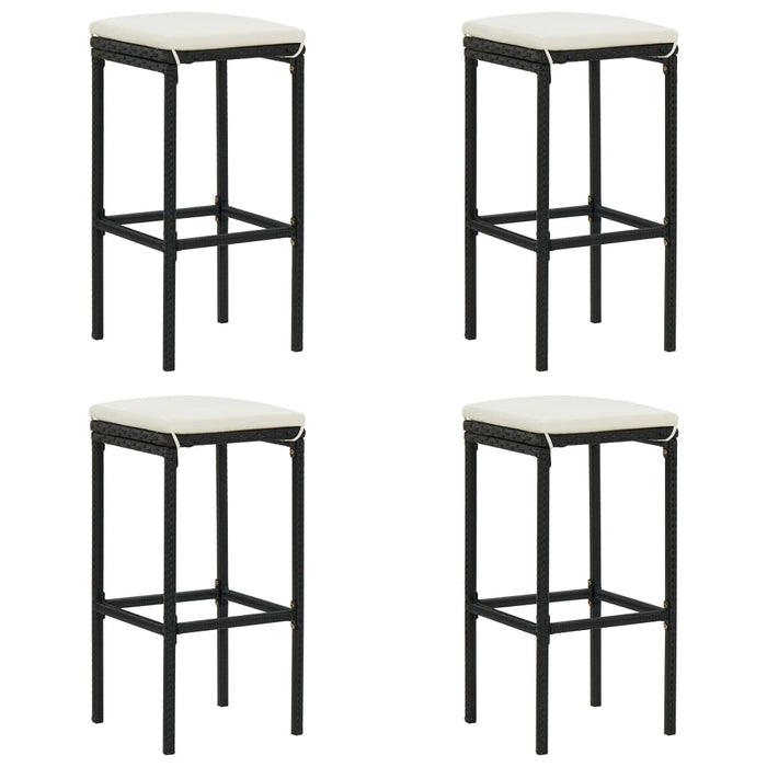 Set mobilier bar de grădină cu perne, 5 piese, negru, poliratan WALTI