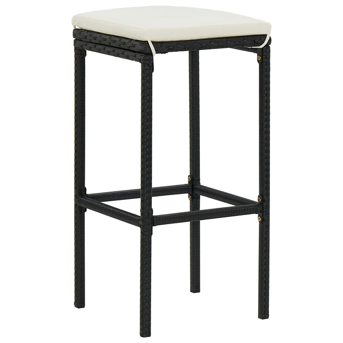 Set mobilier bar de grădină cu perne, 5 piese, negru, poliratan WALTI