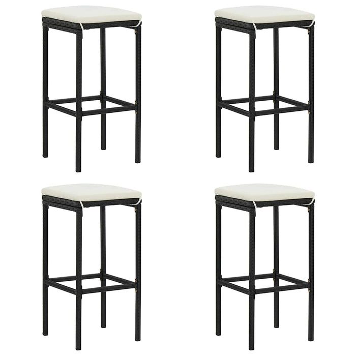 Set mobilier bar de grădină cu perne, 5 piese, negru, poliratan WALTI