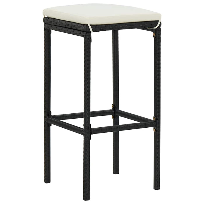 Set mobilier bar de grădină cu perne, 5 piese, negru, poliratan WALTI