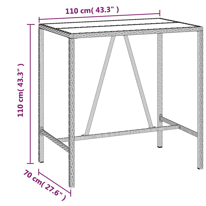 Set mobilier bar de grădină cu perne, 5 piese, negru, poliratan WALTI