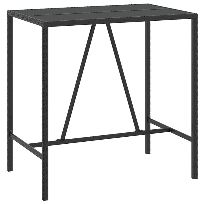 Set bar de grădină, 7 piese, cu perne, negru, poliratan WALTI