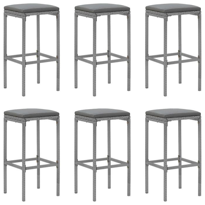 Set mobilier bar de grădină cu perne, 7 piese, gri, poliratan WALTI