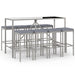 Set mobilier bar de grădină, cu perne, 9 piese, gri, poliratan - WALTI WALTI