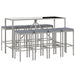 Set mobilier bar de grădină, cu perne, 9 piese, gri, poliratan - WALTI WALTI