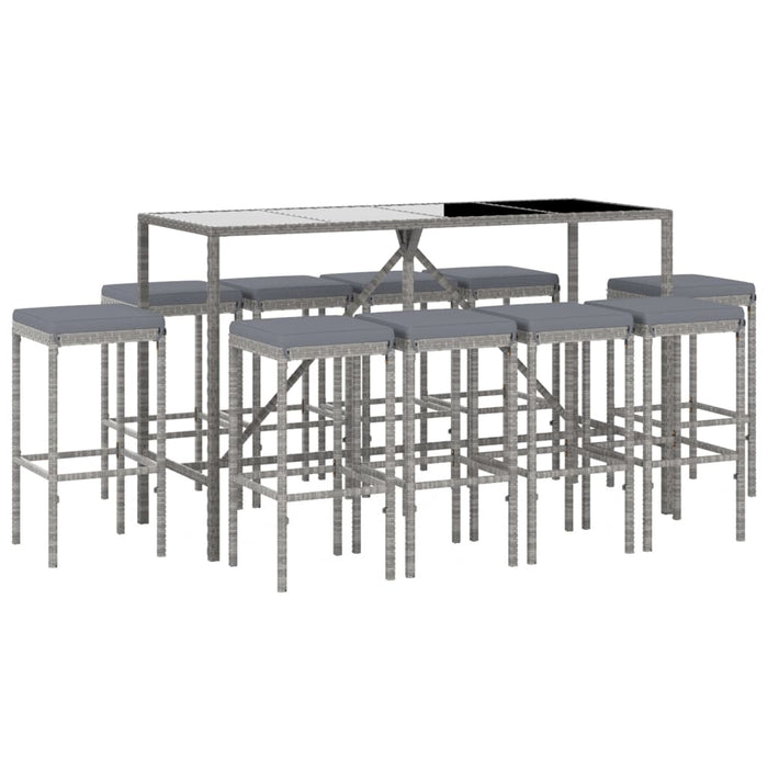Set mobilier de grădină cu perne, 11 piese, gri, poliratan - WALTI WALTI