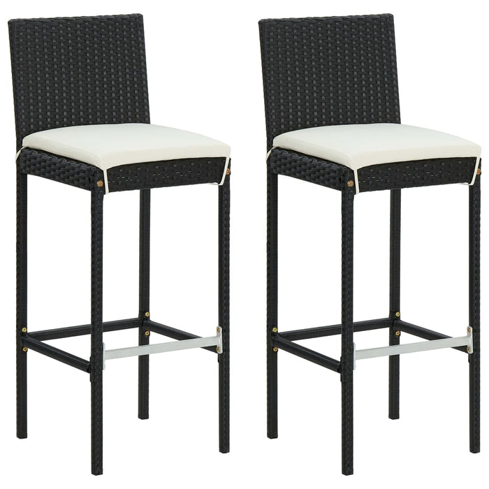 Set mobilier bar de grădină cu perne, 3 piese, negru, poliratan WALTI