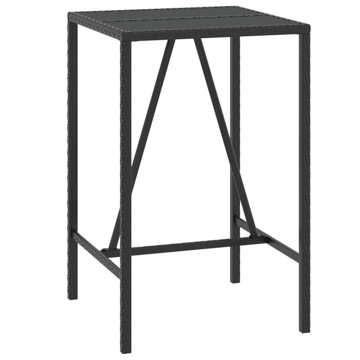Set mobilier bar de grădină cu perne, 3 piese, negru, poliratan WALTI