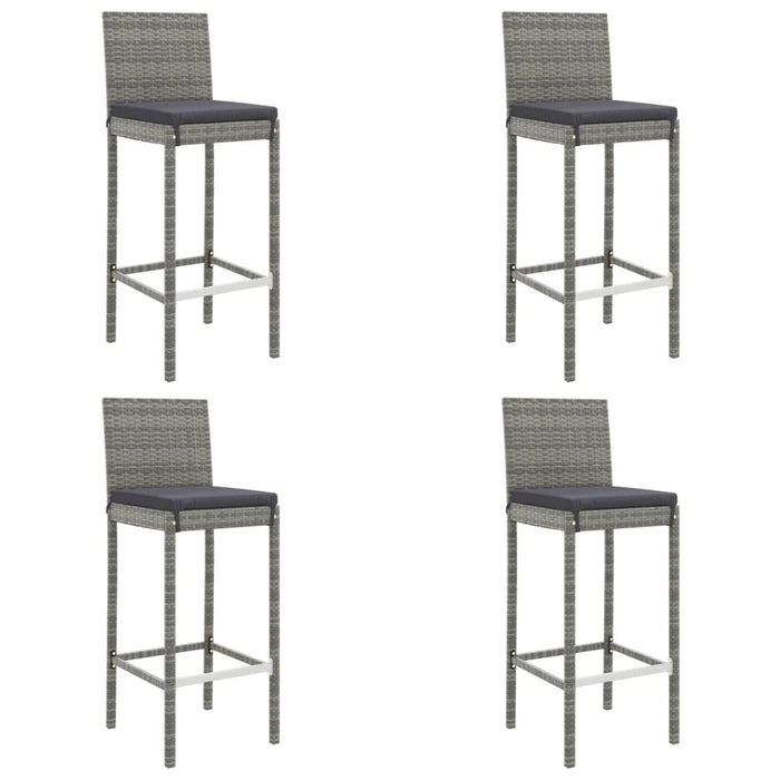 Set mobilier bar de grădină, cu perne, 5 piese, gri, poliratan WALTI
