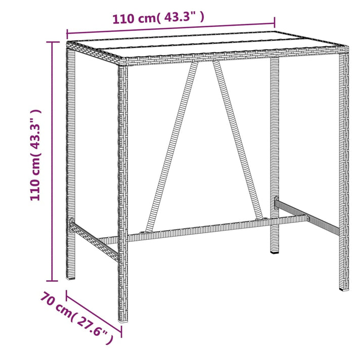 Set mobilier bar de grădină, cu perne, 5 piese, gri, poliratan WALTI