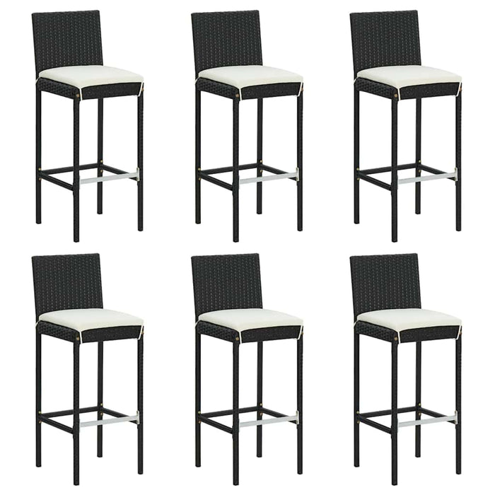 Set bar de grădină, 7 piese, cu perne, negru, poliratan WALTI