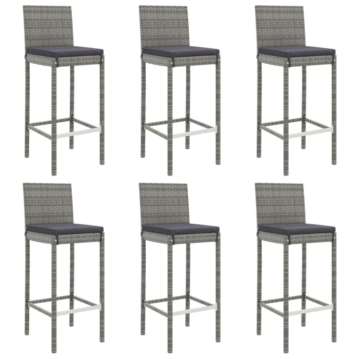 Set mobilier bar de grădină cu perne, 7 piese, gri, poliratan - WALTI WALTI