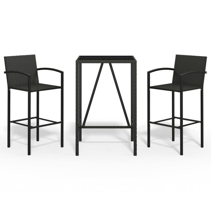 Set mobilier bar de grădină, 3 piese, negru, poliratan - WALTI WALTI