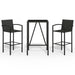Set mobilier bar de grădină, 3 piese, negru, poliratan - WALTI WALTI