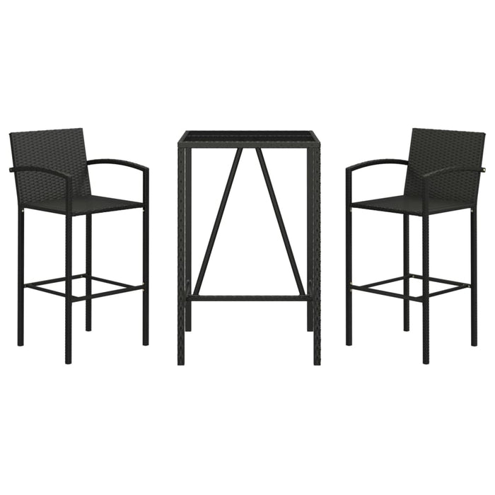 Set mobilier bar de grădină, 3 piese, negru, poliratan - WALTI WALTI