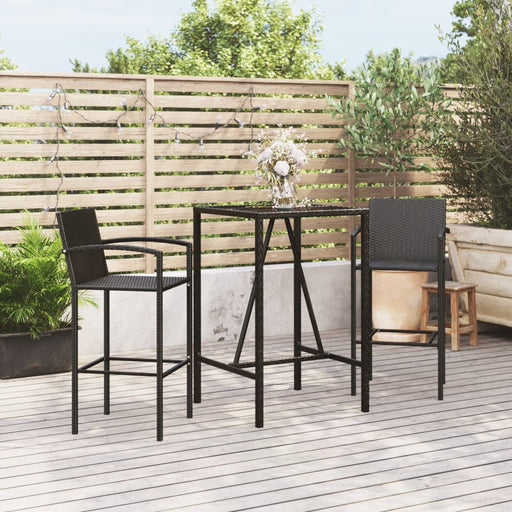 Set mobilier bar de grădină, 3 piese, negru, poliratan - WALTI WALTI