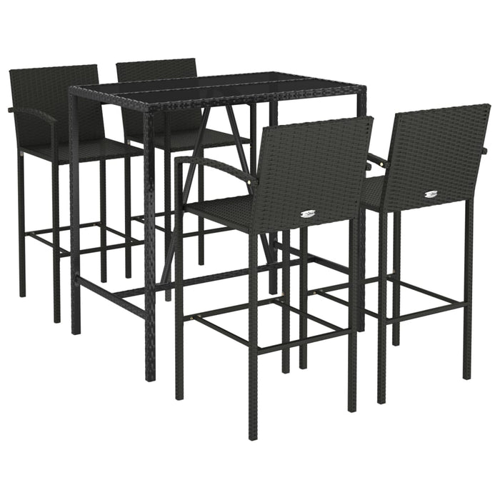 Set mobilier bar de grădină, 5 piese, negru, poliratan WALTI