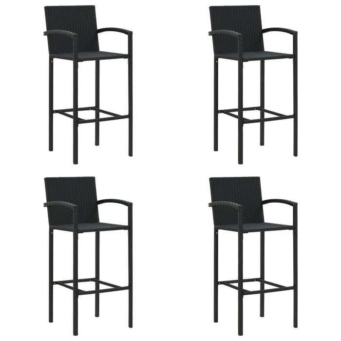 Set mobilier bar de grădină, 5 piese, negru, poliratan WALTI
